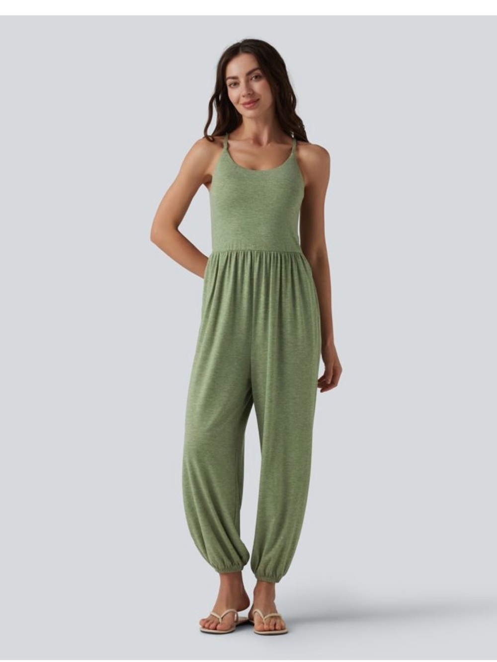 HALARA Light Green Tank Jumpsuit